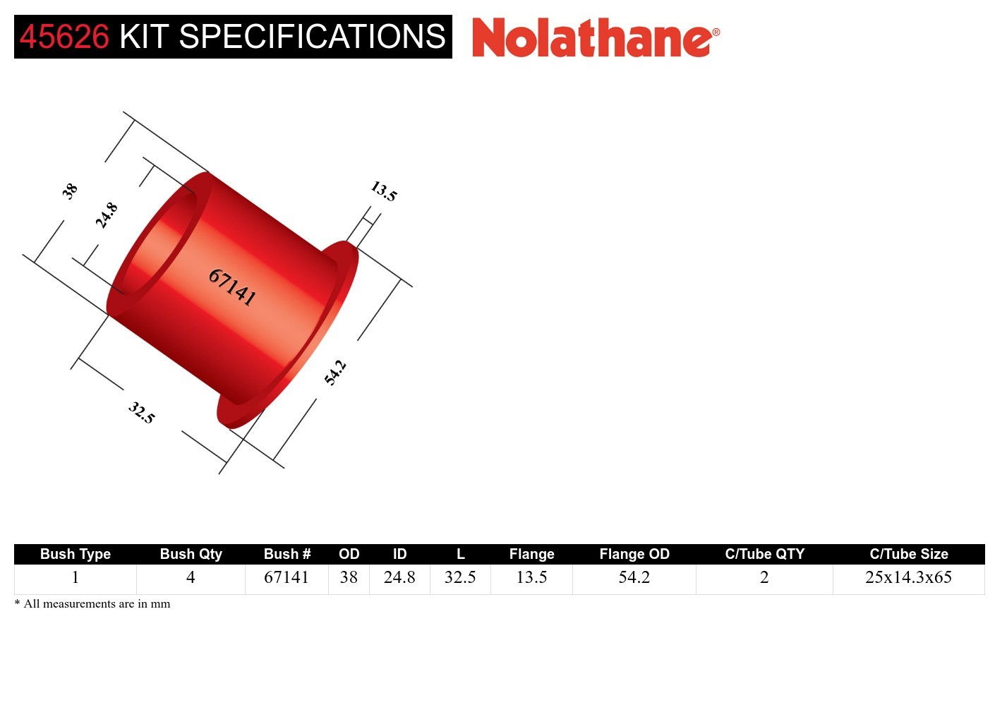 45626 Nolathane Front Control Arm Lower Inner Front Bushing FOR FORD FOCUS LT