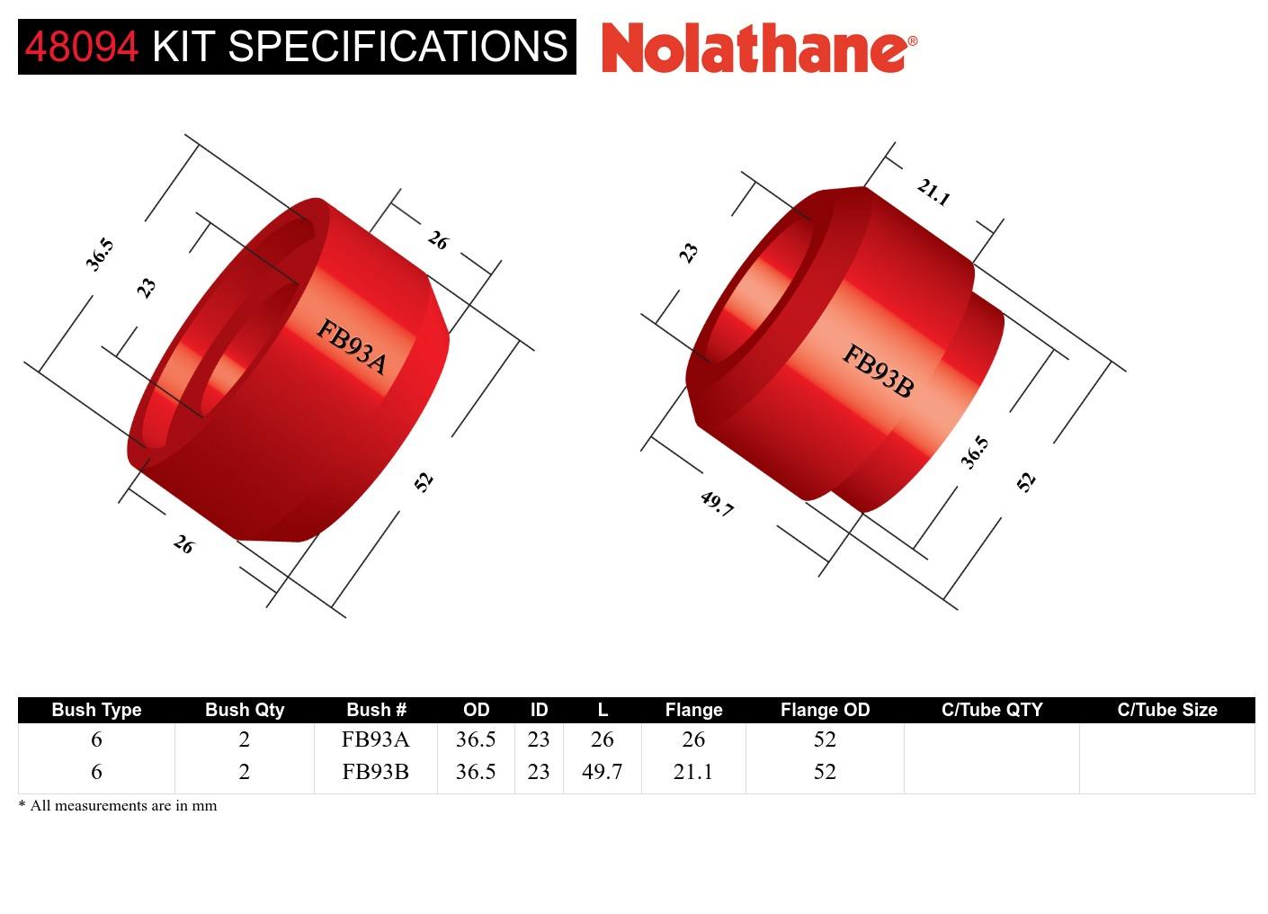 Front Leading Arm - To Chassis Bushing Kit to Suit Ford F Series F100, F250 and F350