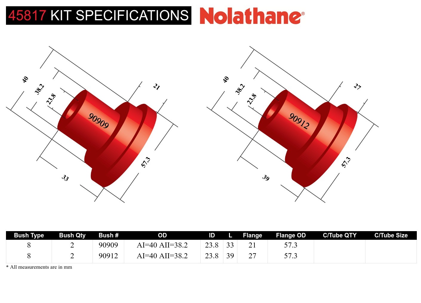 Radius Arm - To Chassis Bushing Kit-Setback to Suit Nissan Patrol GQ, GU