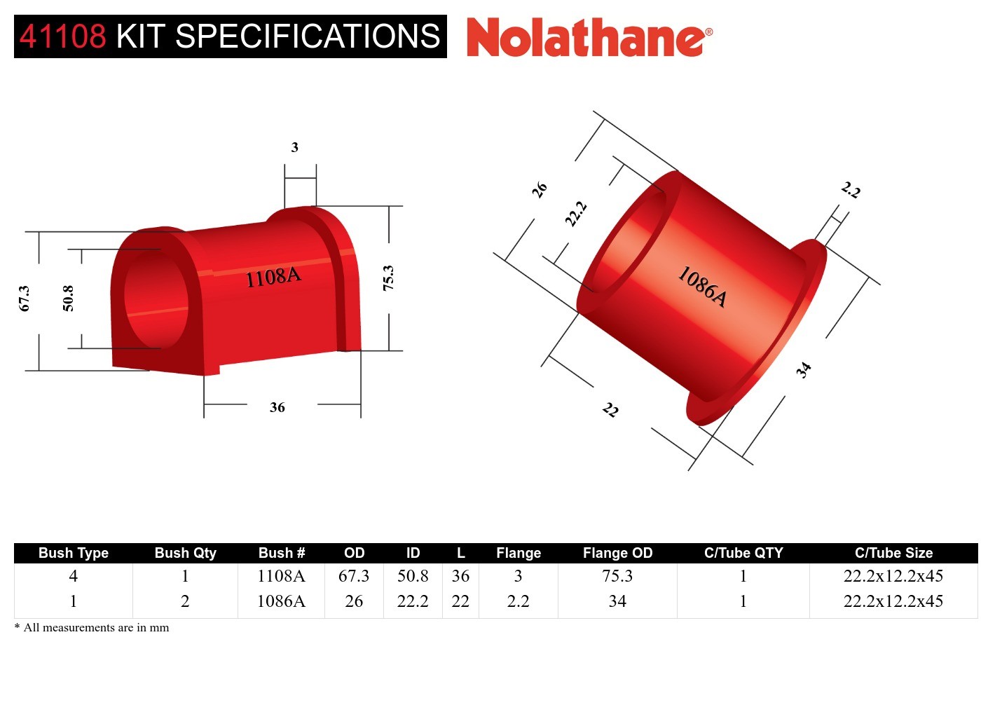 Front Steering Rack and Pinion - Mount Bushing Kit to Suit Toyota Rav 4 SXA10, 11, 16