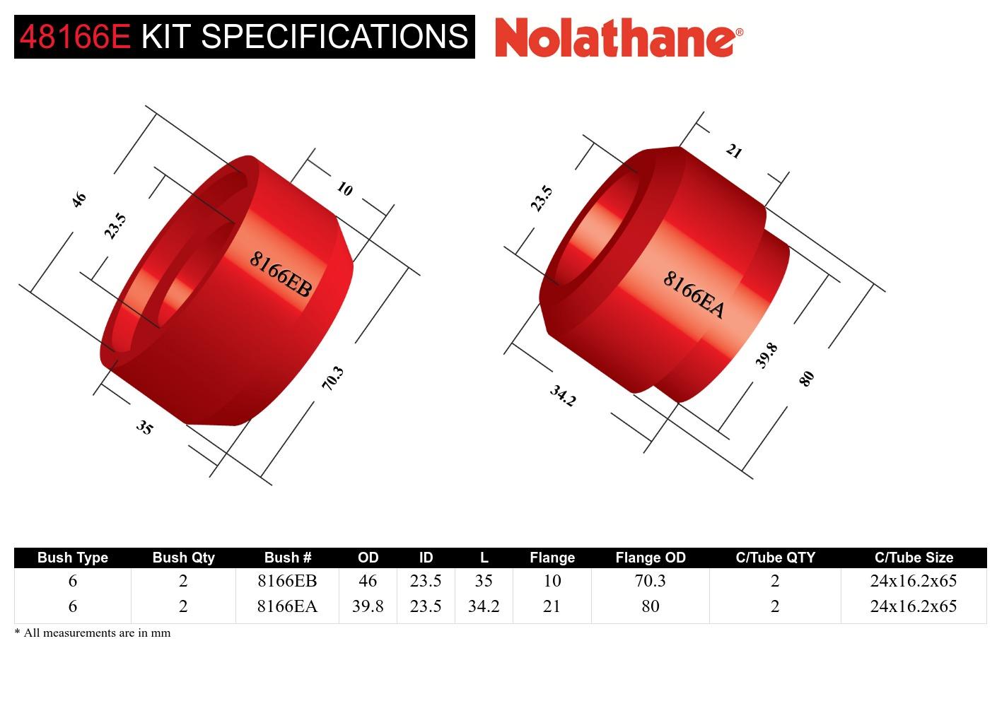 Front Strut Rod - To Chassis Bushing Kit to Suit Holden Commodore VT-VZ and HSV