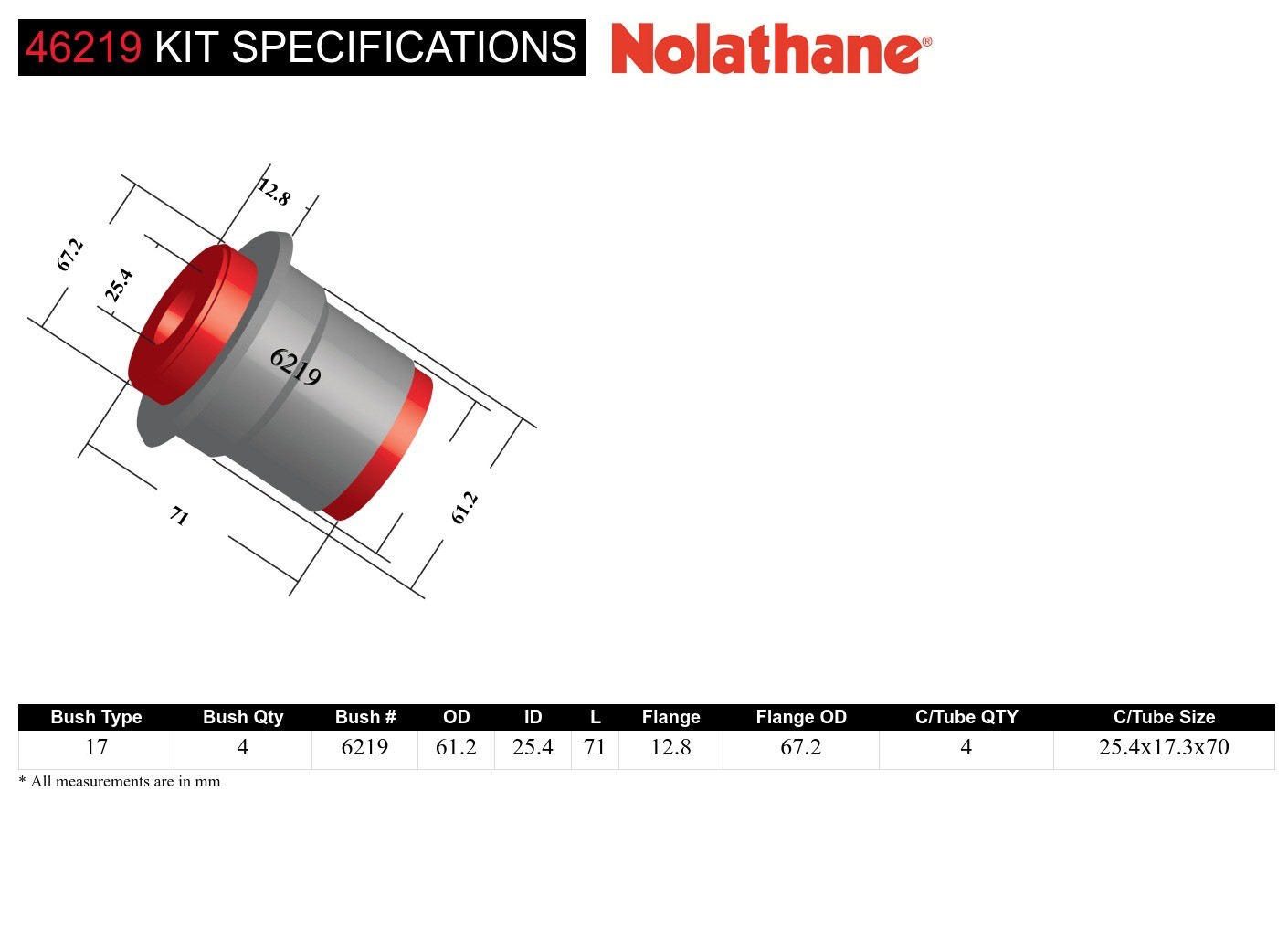 Rear Trailing Arm Upper - Bushing Kit to Suit Mitsubishi L400 WA