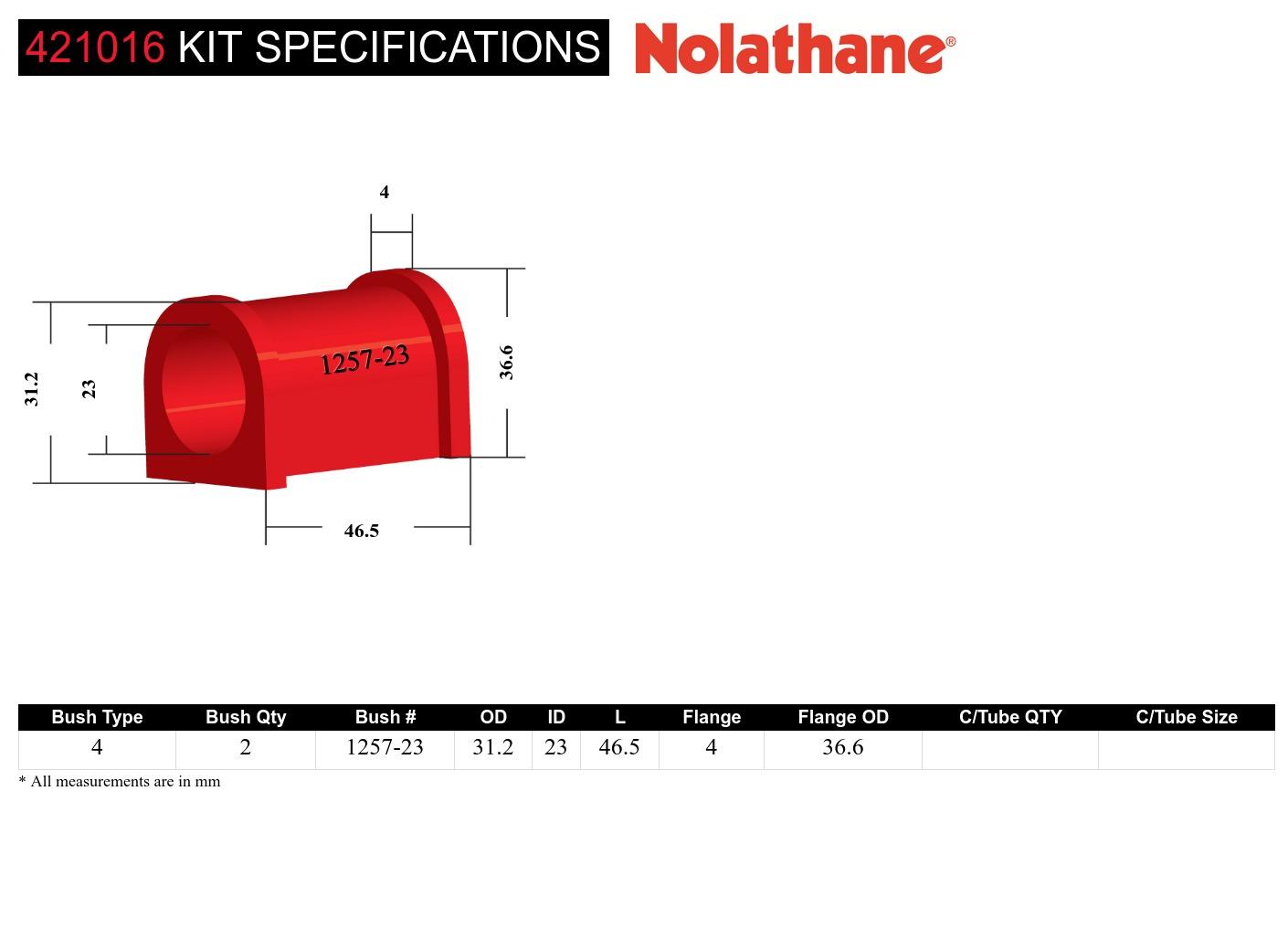 Sway Bar Mount - Bushing Kit 23mm to Suit Mitsubishi Magna TR-TW