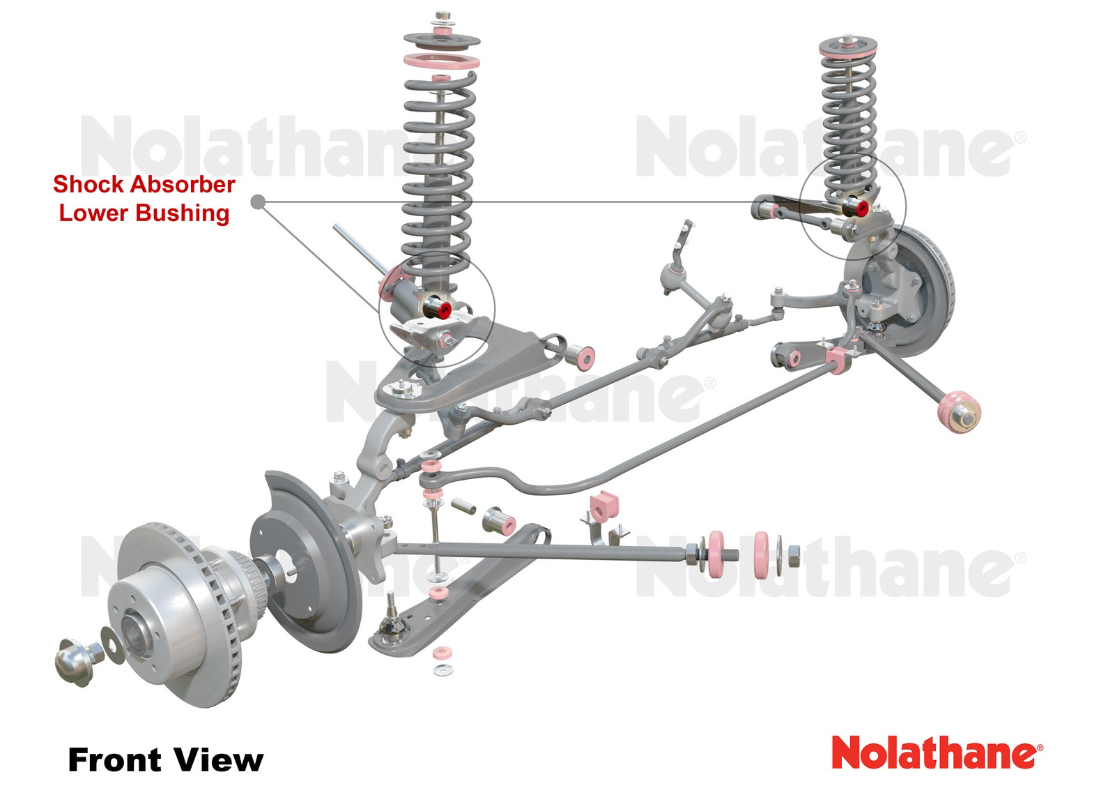 Front Shock Absorber - Lower Bushing Kit to Suit Ford Falcon/Fairlane XK-XF and Mustang Classic