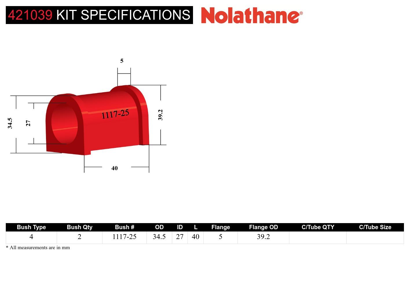 Front Sway Bar Mount - Bushing Kit 25mm to Suit Mitsubishi Triton MK 4wd