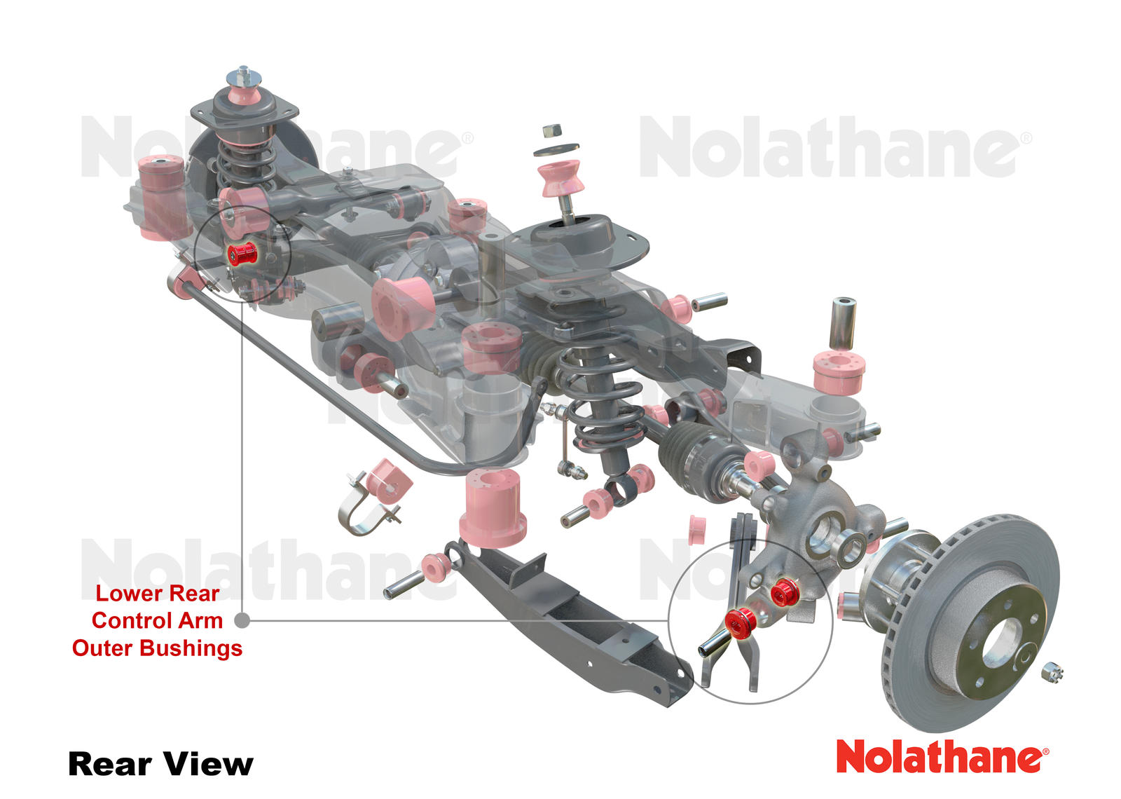 Rear Control Arm Lower Front and Rear - Outer Bushing Kit Double Offset to Suit Holden Commodore VE, VF and HSV