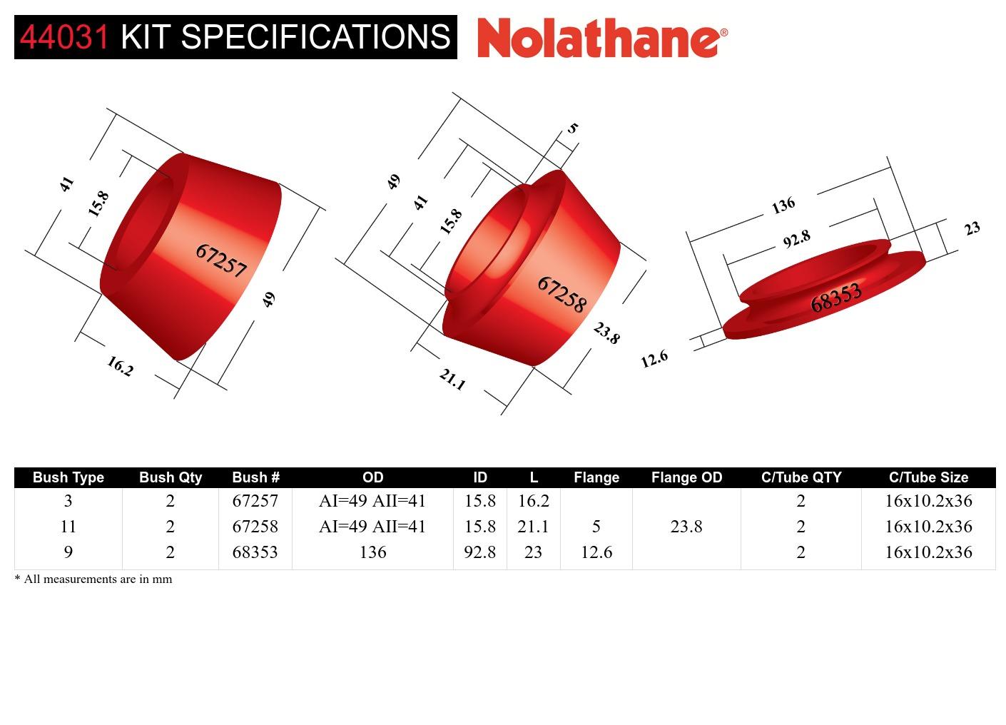 Front Strut Mount - Bushing Kit to Suit Mitsubishi Challenger, Pajero Sport and Triton 2wd/4wd