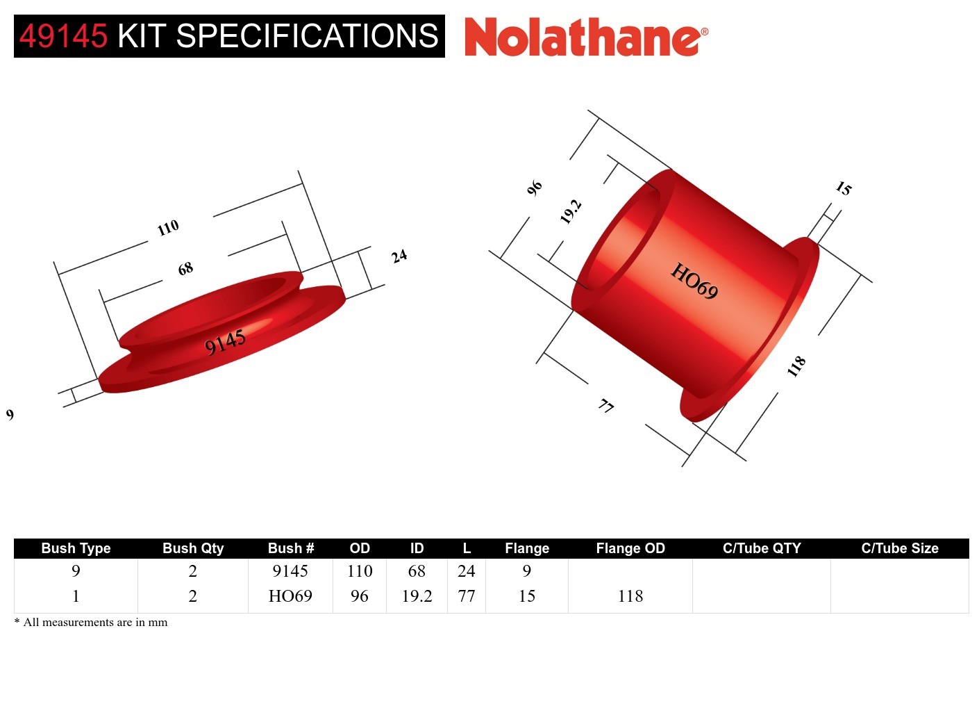 Subframe - Bushing Kit to Suit Holden/HSV Commodore VX-VZ