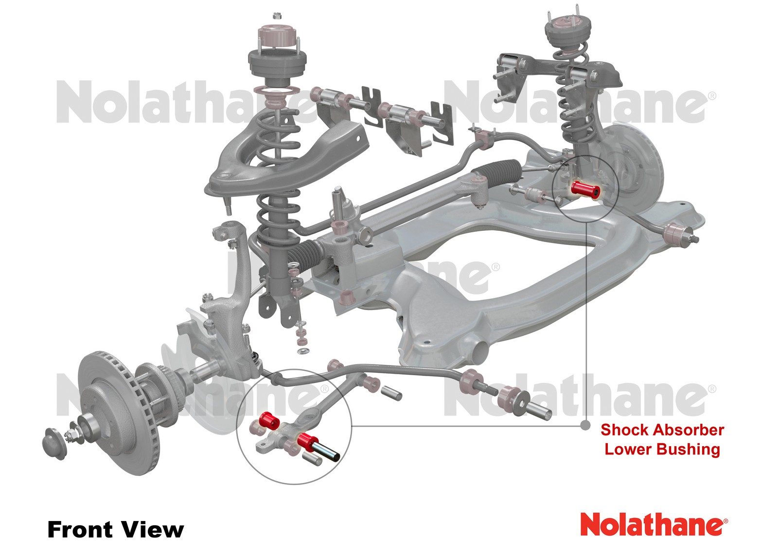 Front Shock Absorber - To Control Arm Bushing Kit to Suit Nissan 350Z Z33 and Skyline V35