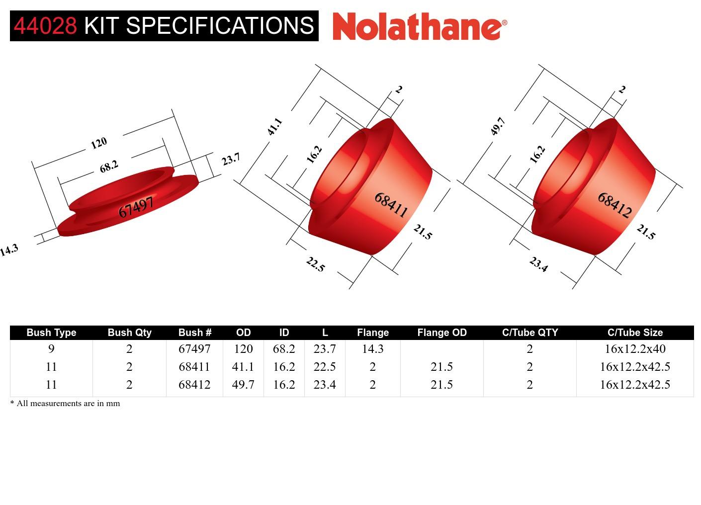 Front Strut Mount - Bushing Kit to Suit Nissan Navara D40, D23 and Pathfinder R51