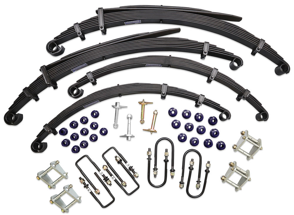 Formula 4x4 Leaf Spring Kit to suit Toyota LandCruiser - approx. 50mm Lift at 50-100kg Front & 0-100kg load (Troop Carrier) & 0-200kg (Cab Chassis) Rear