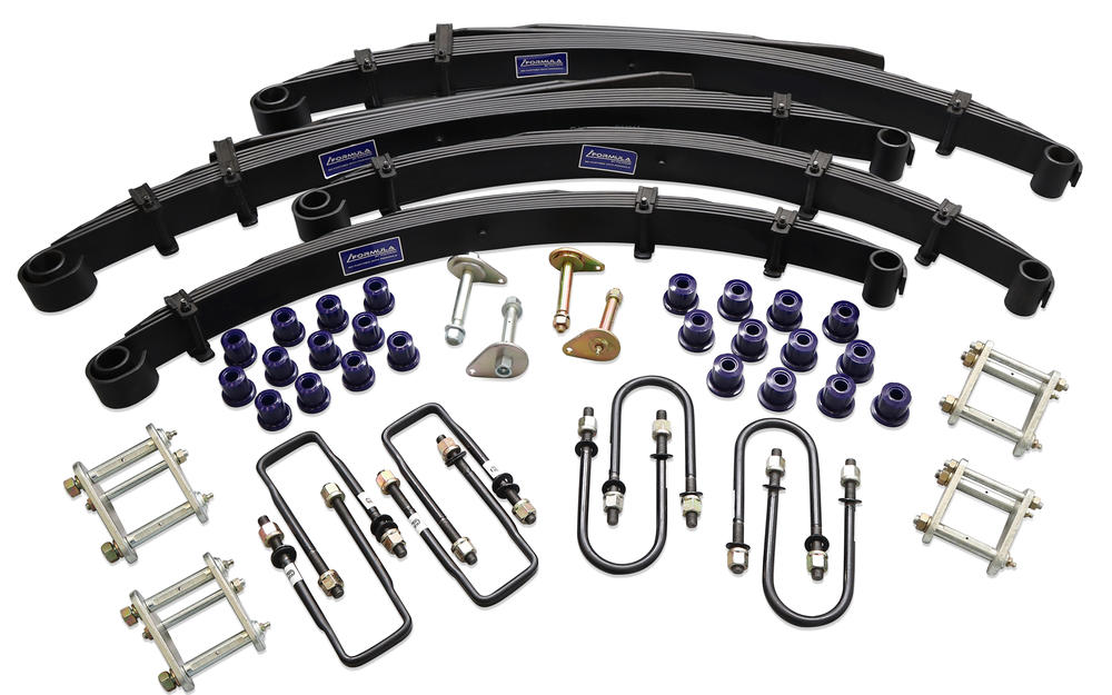 Formula 4x4 Leaf Spring Kit to suit Toyota LandCruiser - approx. 50mm Lift at 50-100kg Front & 0-100kg load (Troop Carrier) & 0-200kg (Cab Chassis) Rear