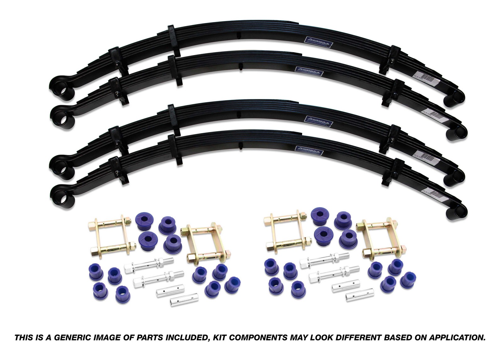 Formula 4x4 Leaf Spring Kit to suit Toyota LandCruiser - approx. 50mm Lift at 100-150kg Front & 200-300kg load (Troop Carrier) & 300-400kg (Cab Chassis) Rear
