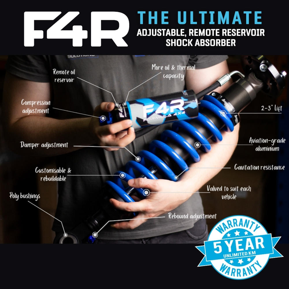 2 Inch 50mm Adjustable F4R Formula 4x4 Rear Shock Absorber Kit to suit Toyota Hilux KUN26, GGN25 2005-2015 & Foton Tunland P201 2012-on