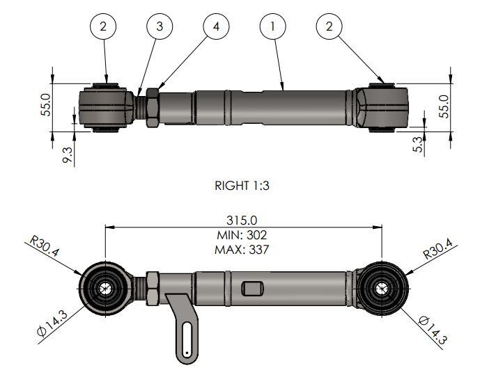 Rear Adjustable Upper Trailing Arm Kit to suit Toyota Prado 150 Series (non KDSS vehicles only), FJ Cruiser & GWM Tank 300