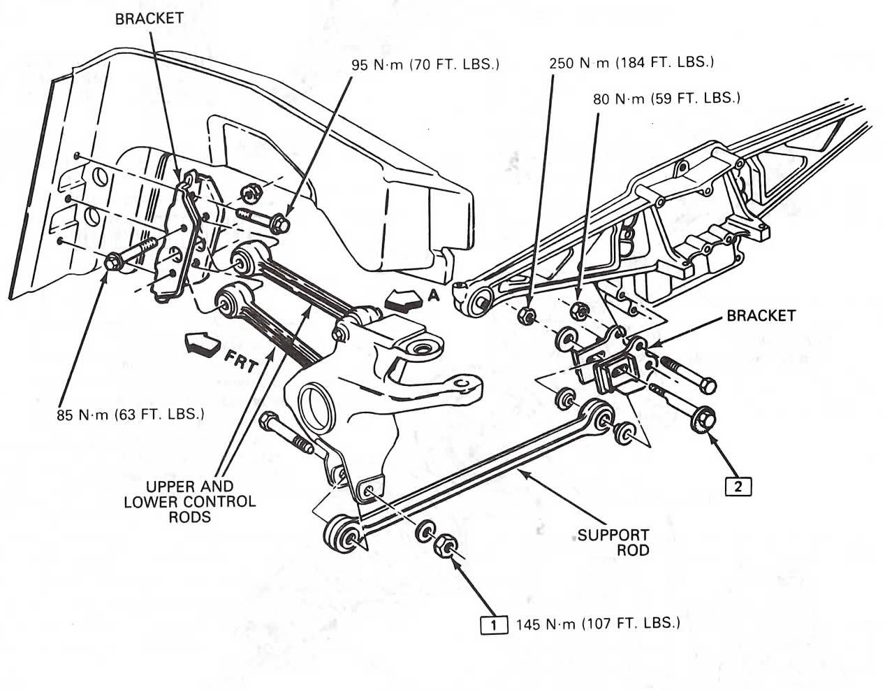 Rear suspension diagram for CHEVROLET CORVETTE 1985-1997 - C4.