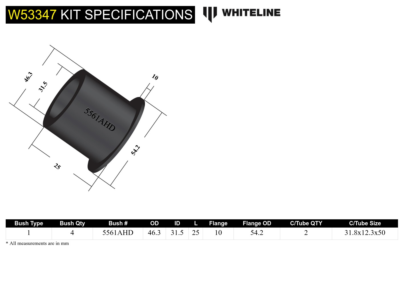 Front Lower Control Arm - Bushing Kit Double Offset to Suit Holden Commodore VE, VF and HSV