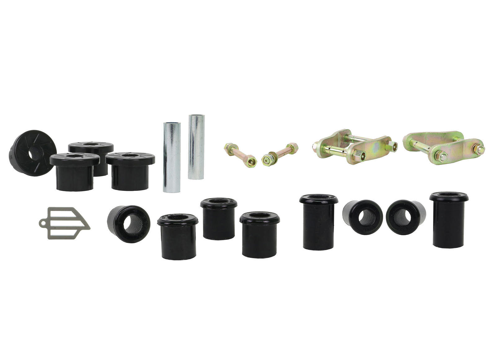 Rear Leaf Spring Bushing and Greaseable Shackle/Pin Kit to Suit