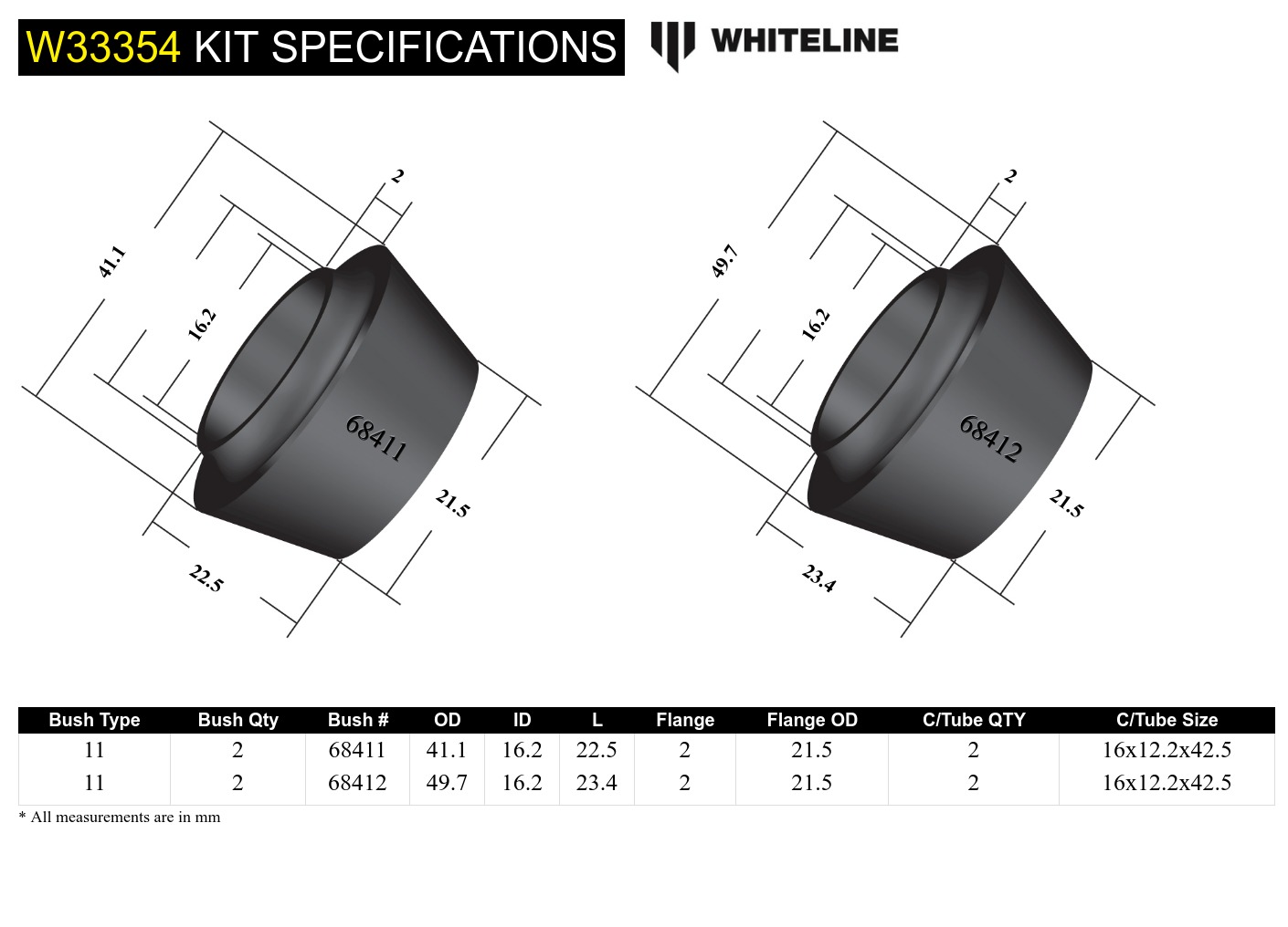 Front Shock Absorber - Upper Bushing Kit to Suit Nissan Navara D40, D23 and Pathfinder R51