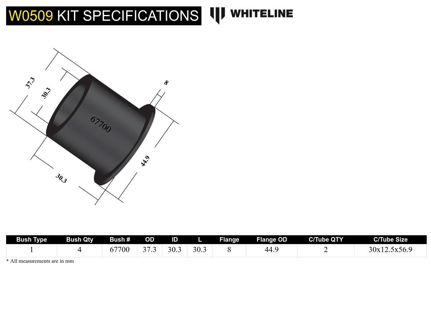Front Lower Control Arm - Inner Rear Bushing Kit to Suit Subaru BRZ and Toyota 86