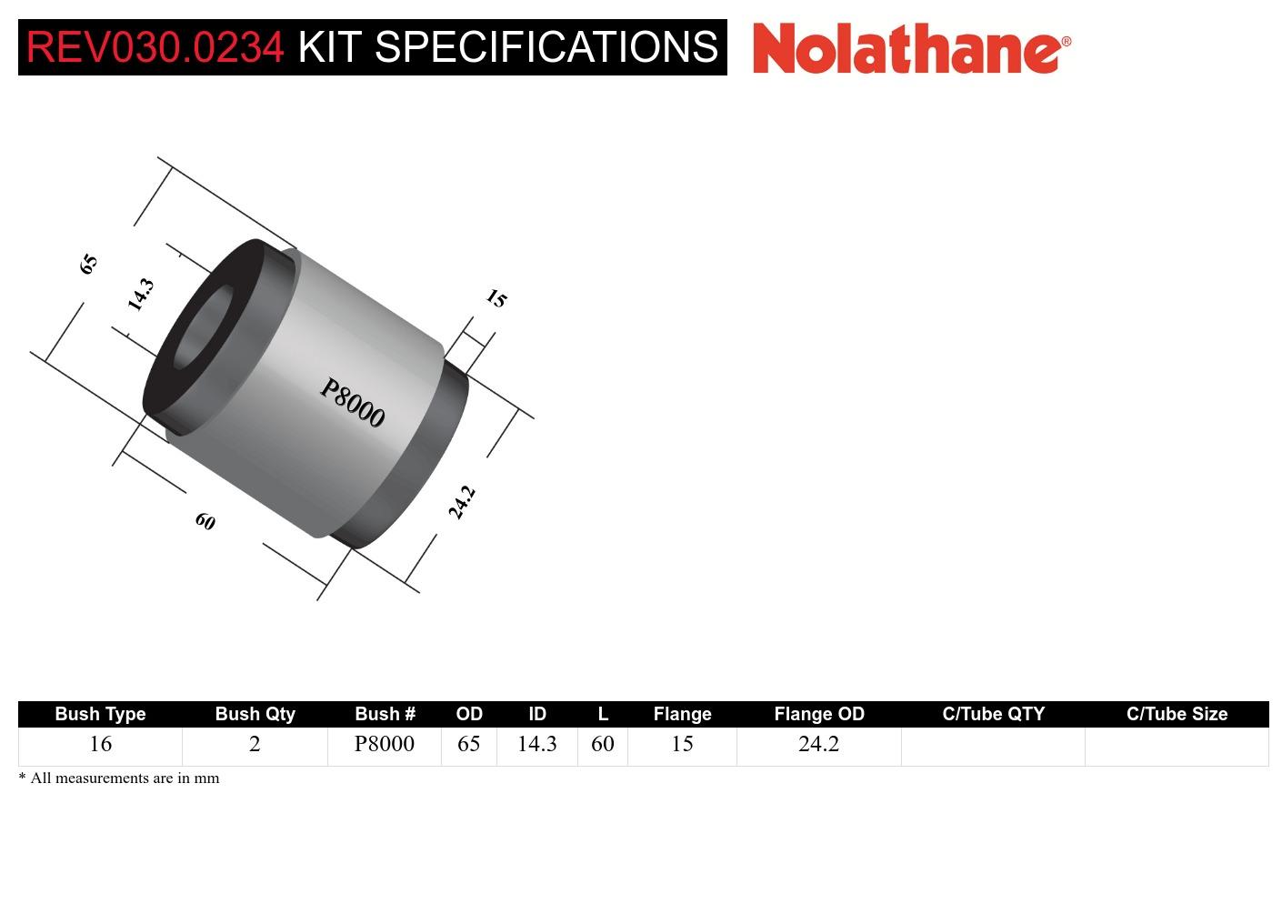 Control Arm Lower - Inner Rear Bushing Kit to Suit Suzuki Grand Vitara JB, JT