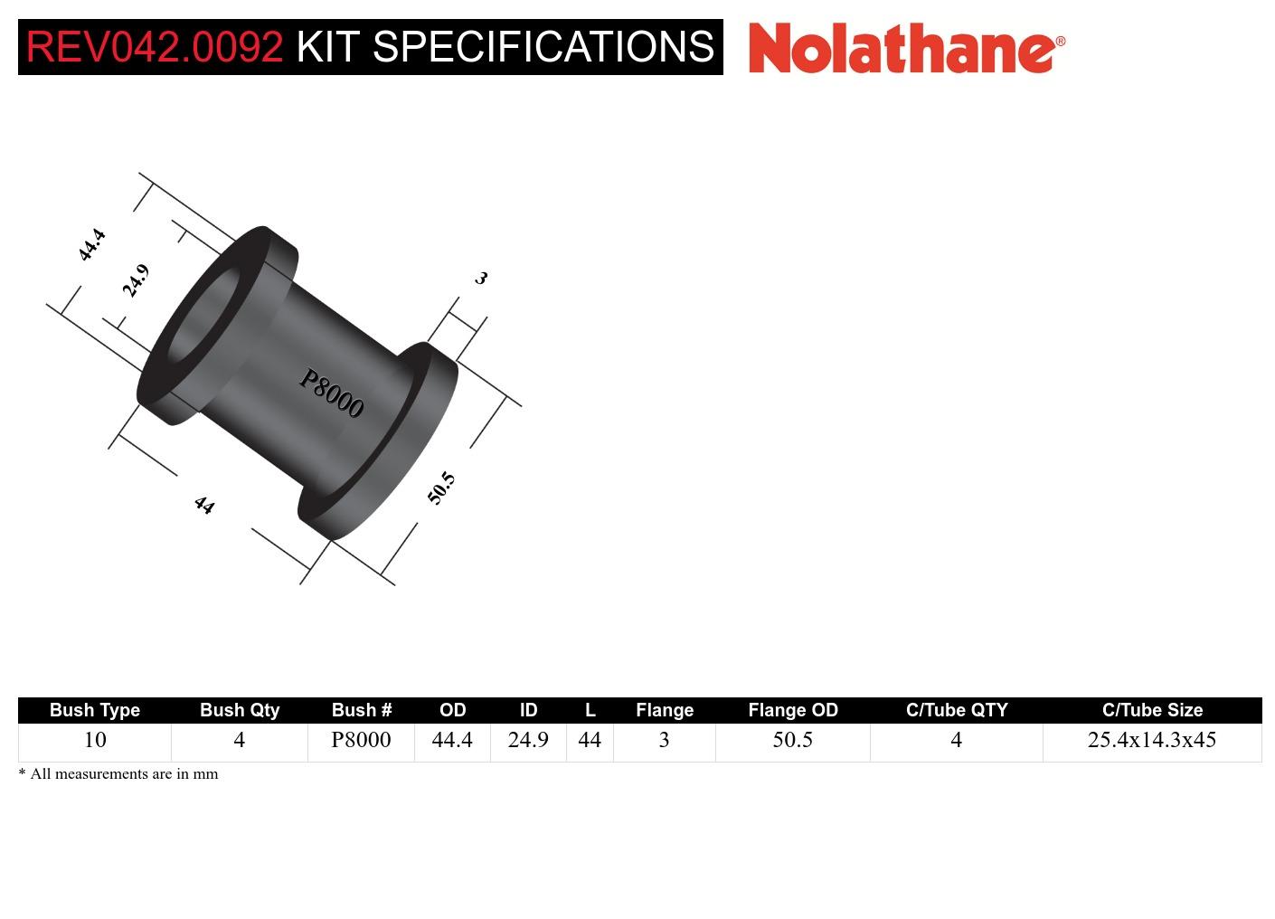 Front Upper Control Arm - Bushing Kit to Suit Holden, Isuzu and LDV