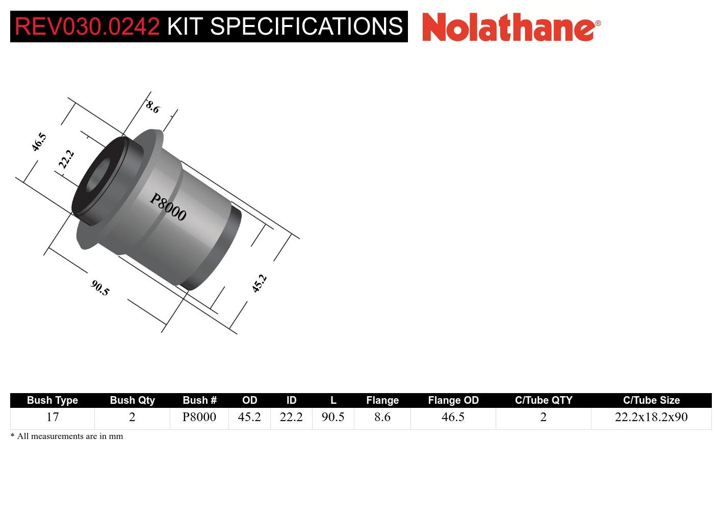 Front Lower Control Arm - Inner Rear Bushing Kit to Suit Mitsubishi Challenger, Pajero and Triton 2wd/4wd
