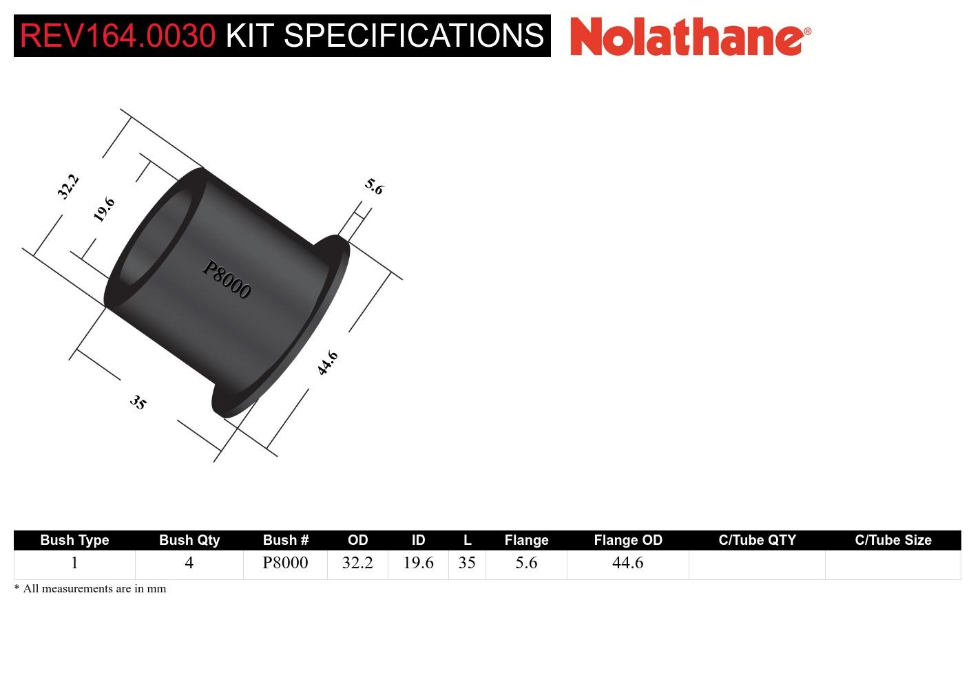 Rear Leaf Spring - Rear Eye Bushing Kit to Suit Ford Ranger PX, PY and Mazda BT-50 UP, UR 2wd/4wd