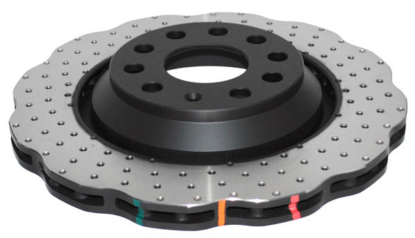 4000 Cross-Drilled, Dimpled Wave Disc KP Brake Disc to suit VW Golf R32, Jetta, Tiguan & Skoda 2003-on R