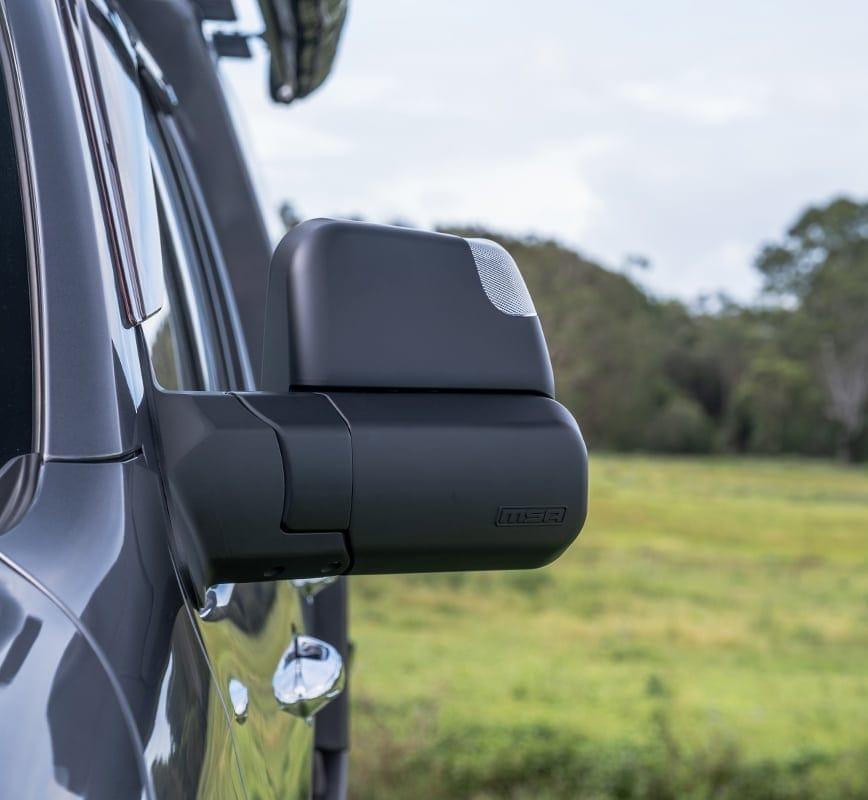 MSA Black Towing Mirror to suit Toyota LandCruiser 200 Series 2007-2021 - non power fold, Electric, Heated, Indicators, Blind Spot Monitoring