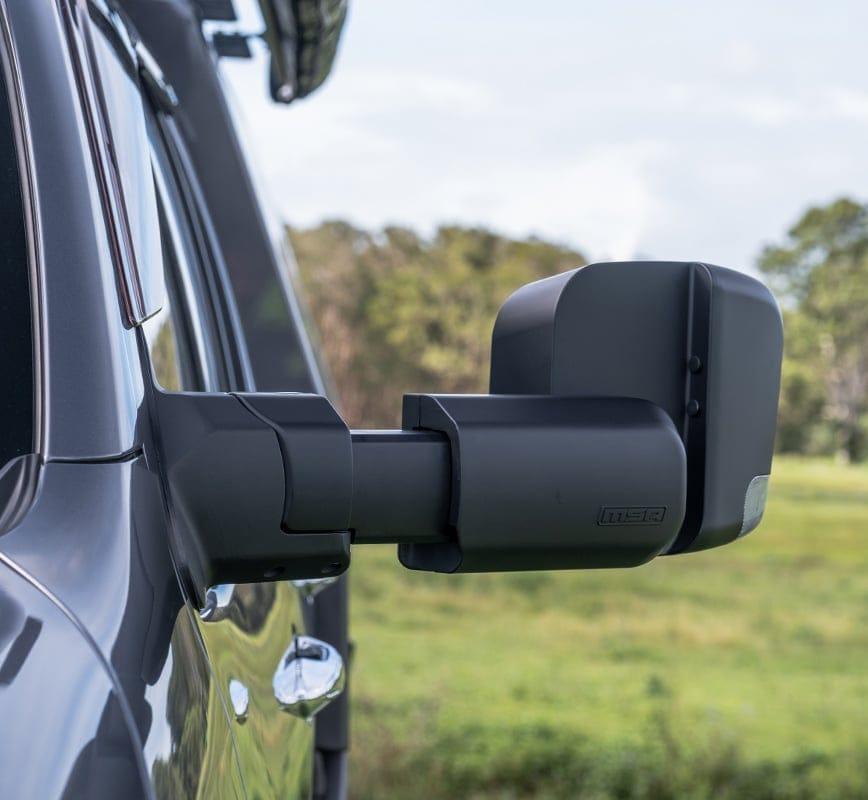 MSA Black Towing Mirror to suit Toyota LandCruiser 200 Series 2007-2021 - non power fold, Electric, Heated, Indicators, Blind Spot Monitoring