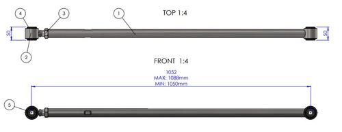 Go to Rear Adjustable Heavy Duty Panhard Rod to suit Toyota Land Cruiser 200 Series 2007-2021 & 300 Series 2021-on