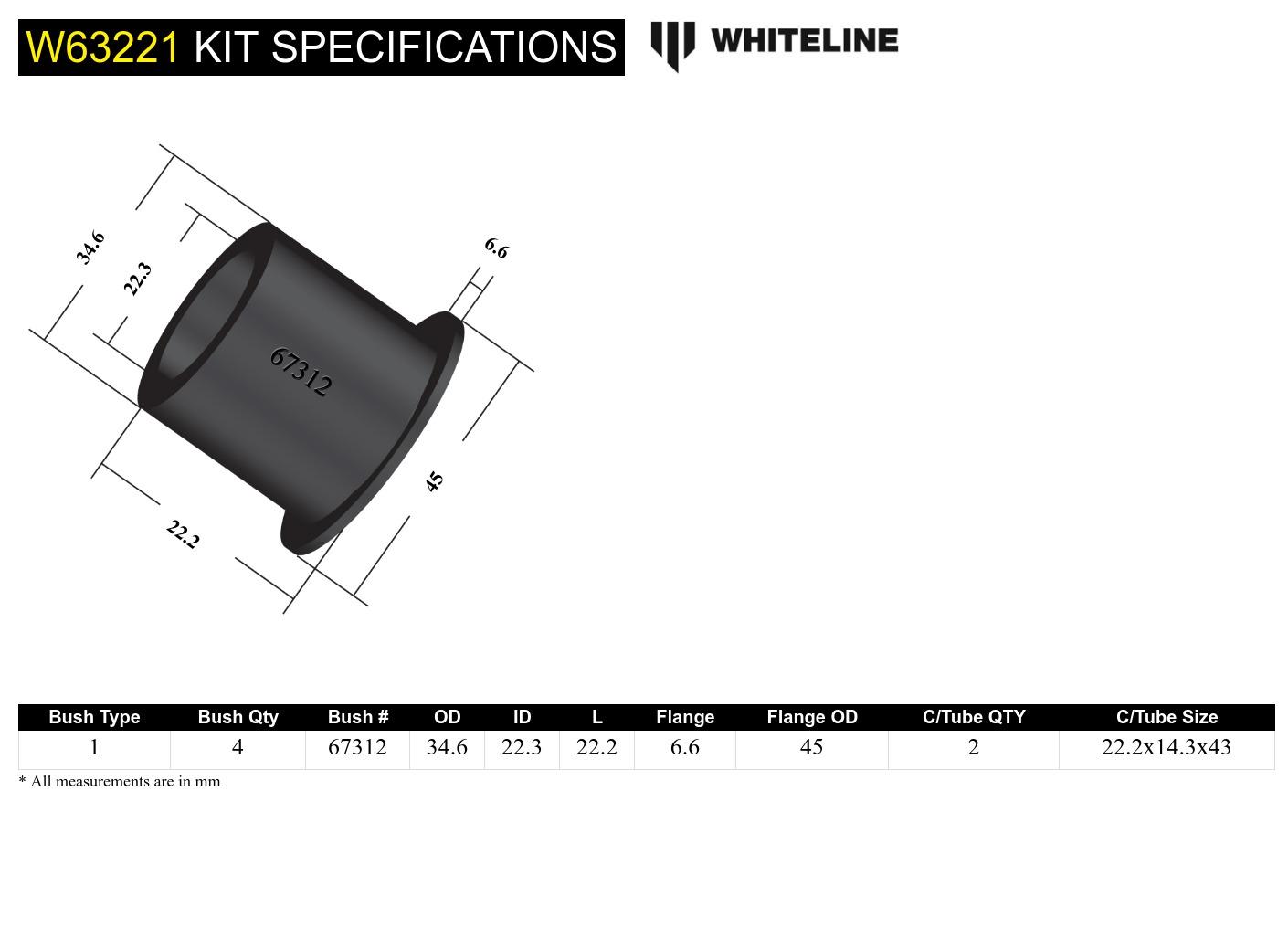 Rear Control Arm Lower Rear - Outer Bushing Kit to Suit Toyota Camry, Aurion and Kluger