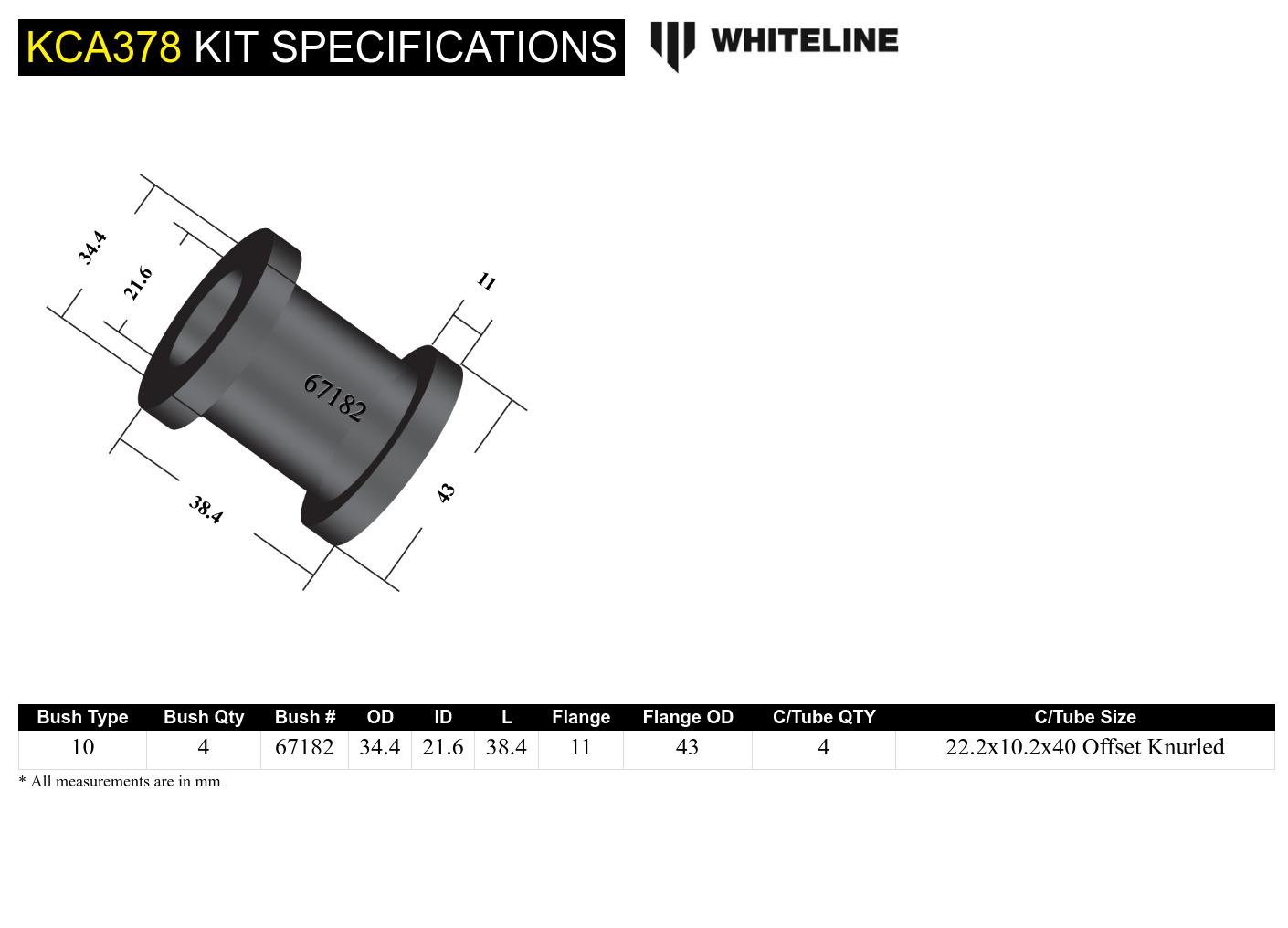 Front Upper Control Arm - Bushing Double Offset Camber Kit to Suit Honda Civic, CR-X and Integra