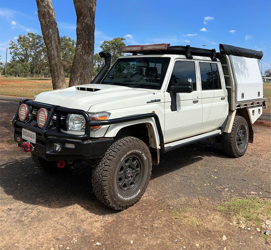 MSA Chrome Towing Mirror to suit Toyota LandCruiser 70-79 Series 1984-09/2023 - Electric Kit, Big Base, Indicators, Power Fold, Switch Kit Included