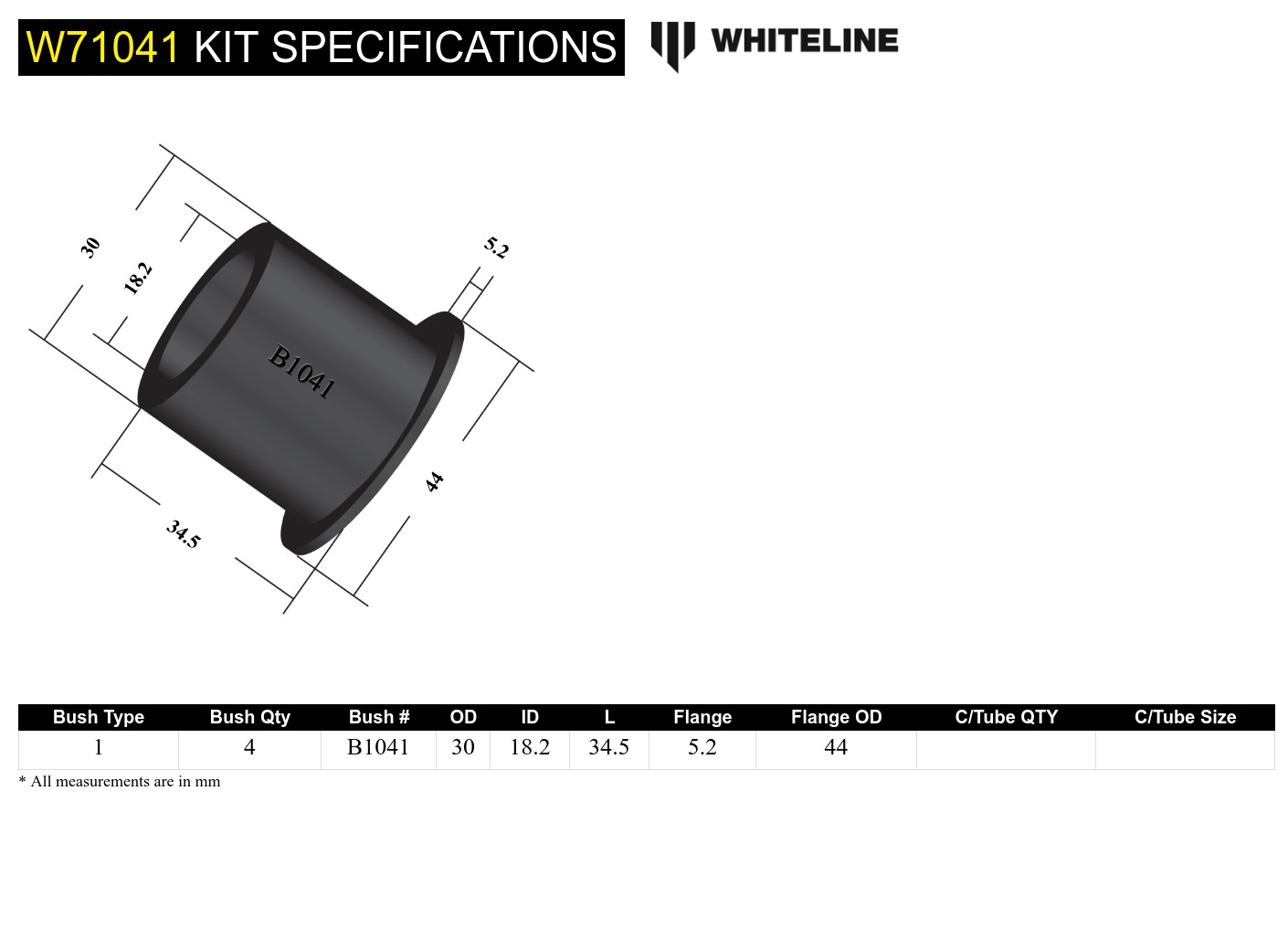 Leaf Spring - Bushing Kit to Suit Toyota HiLux, Land Cruiser, 4Runner and HiAce