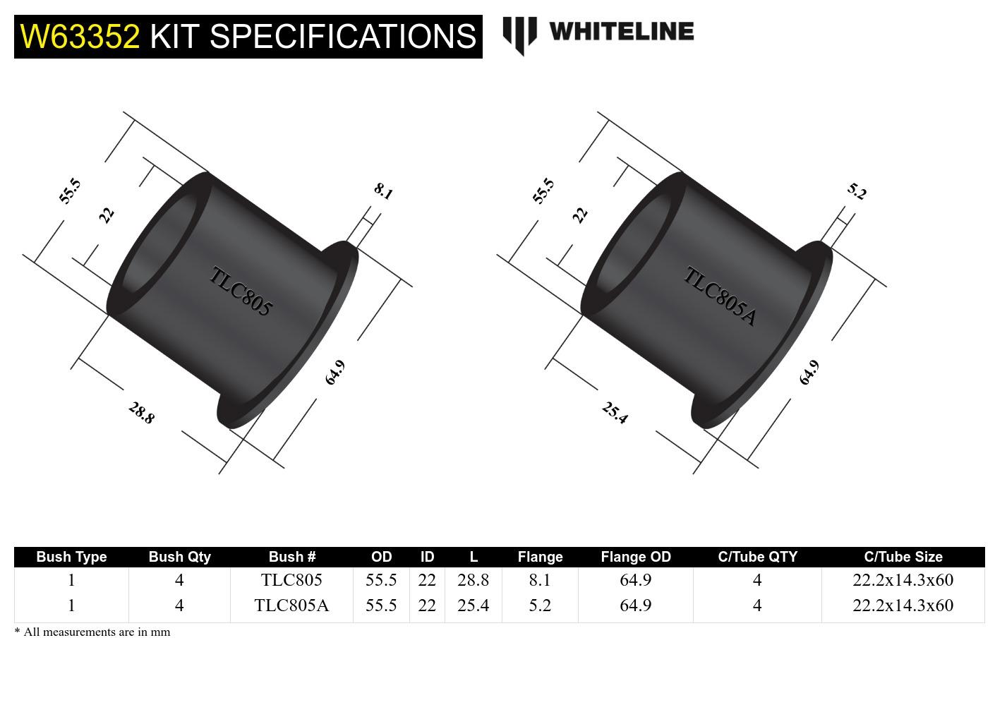 Rear Trailing Arm Lower - Bushing Kit to Suit Toyota Land Cruiser 100 Series IFS