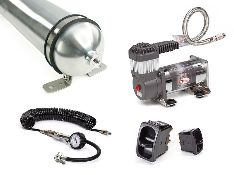 24v Dual Paddle Air Control Kit with Tyre Inflation using 1 Gallon Air Tank and Heavy Duty Compressor