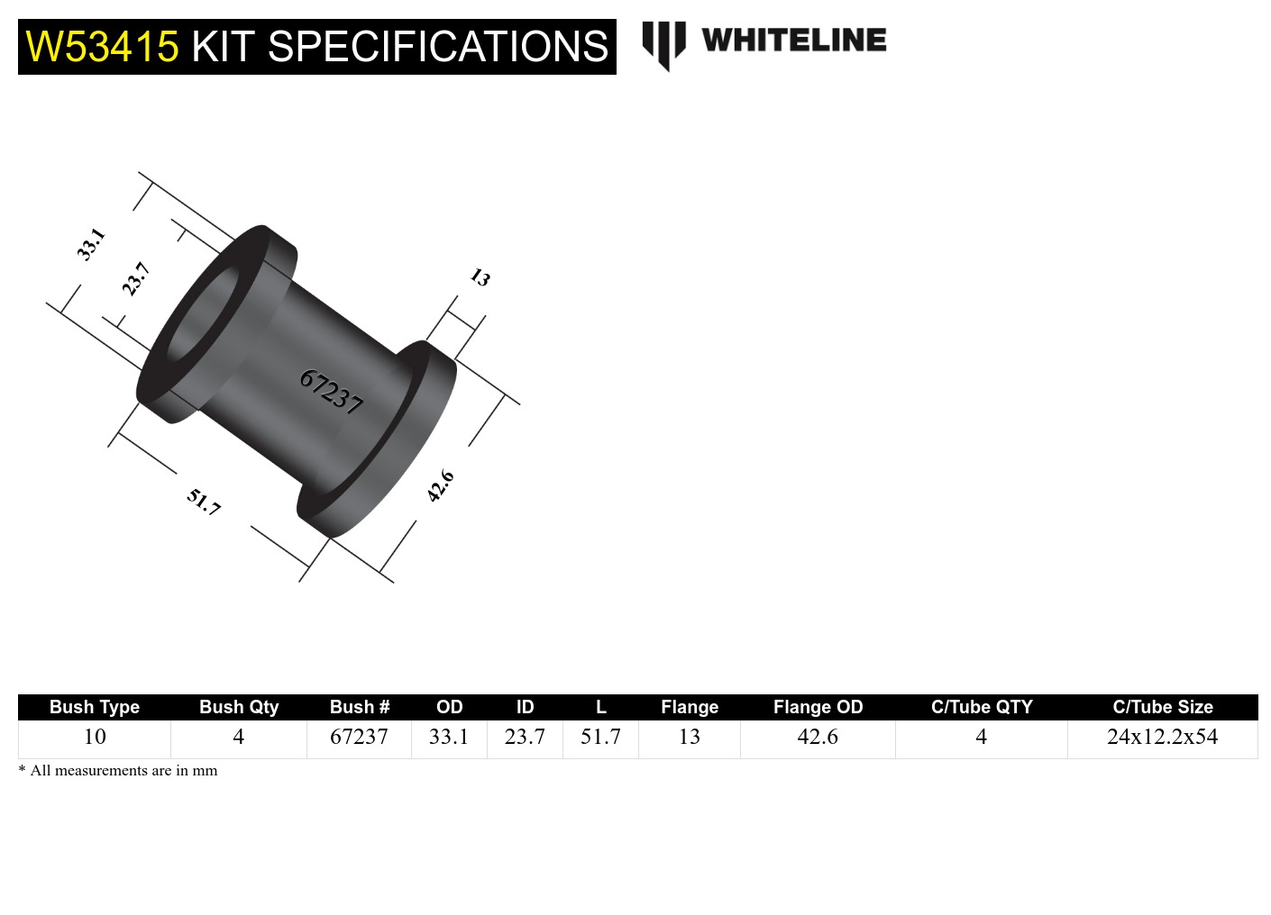 Front Upper Control Arm - Bushing Kit to Suit Mazda MX-5 NC and RX-8 FE