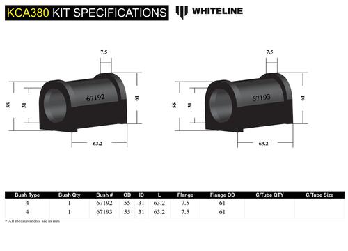 Go to Front Lower Control Arm - Inner Rear Bushing Double Offset Caster Kit to Suit Mazda RX-7 FC Series 4 & 5