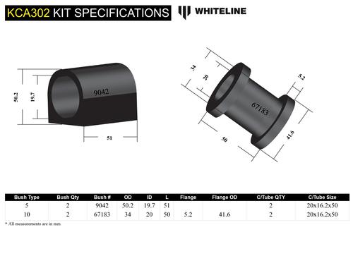 Go to Front Lower Control Arm - Inner Bushing Kit Double Offset to Suit Holden Barina and Suzuki Baleno, Swift