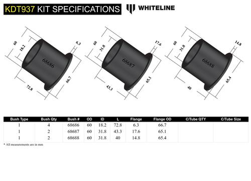 Go to Rear Subframe - Bushing Kit to Suit Subaru Forester, Impreza WRX/STi, Levorg, Liberty and Outback