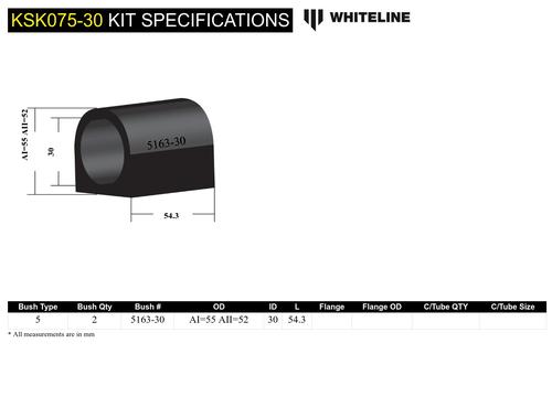 Go to Front Sway Bar Mount - Bushing Kit 30mm to Suit Whiteline Sway Bars