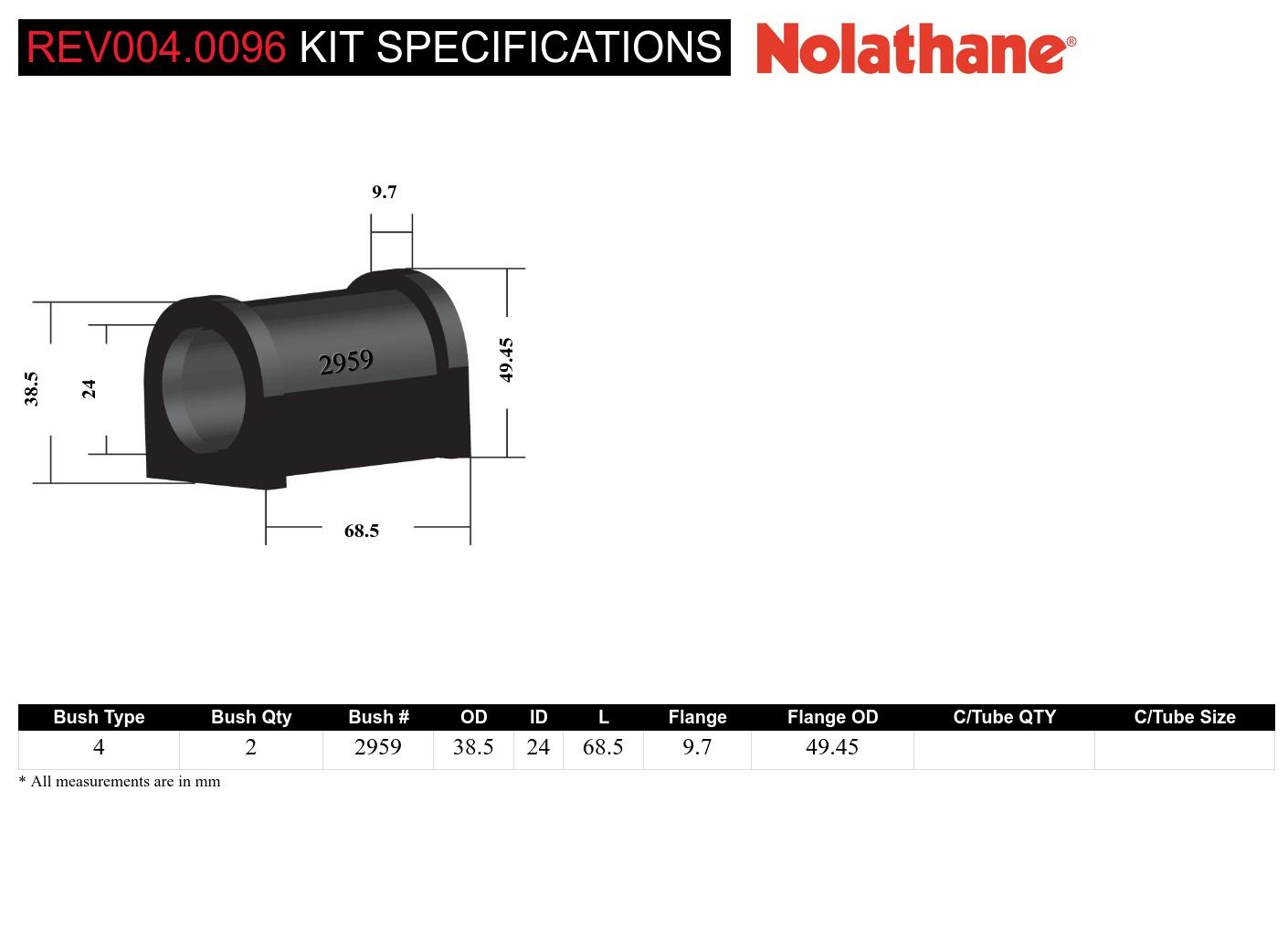 Anti Roll Bar Mount - Bushing Kit 24mm to Suit Ford Festiva WB-WF