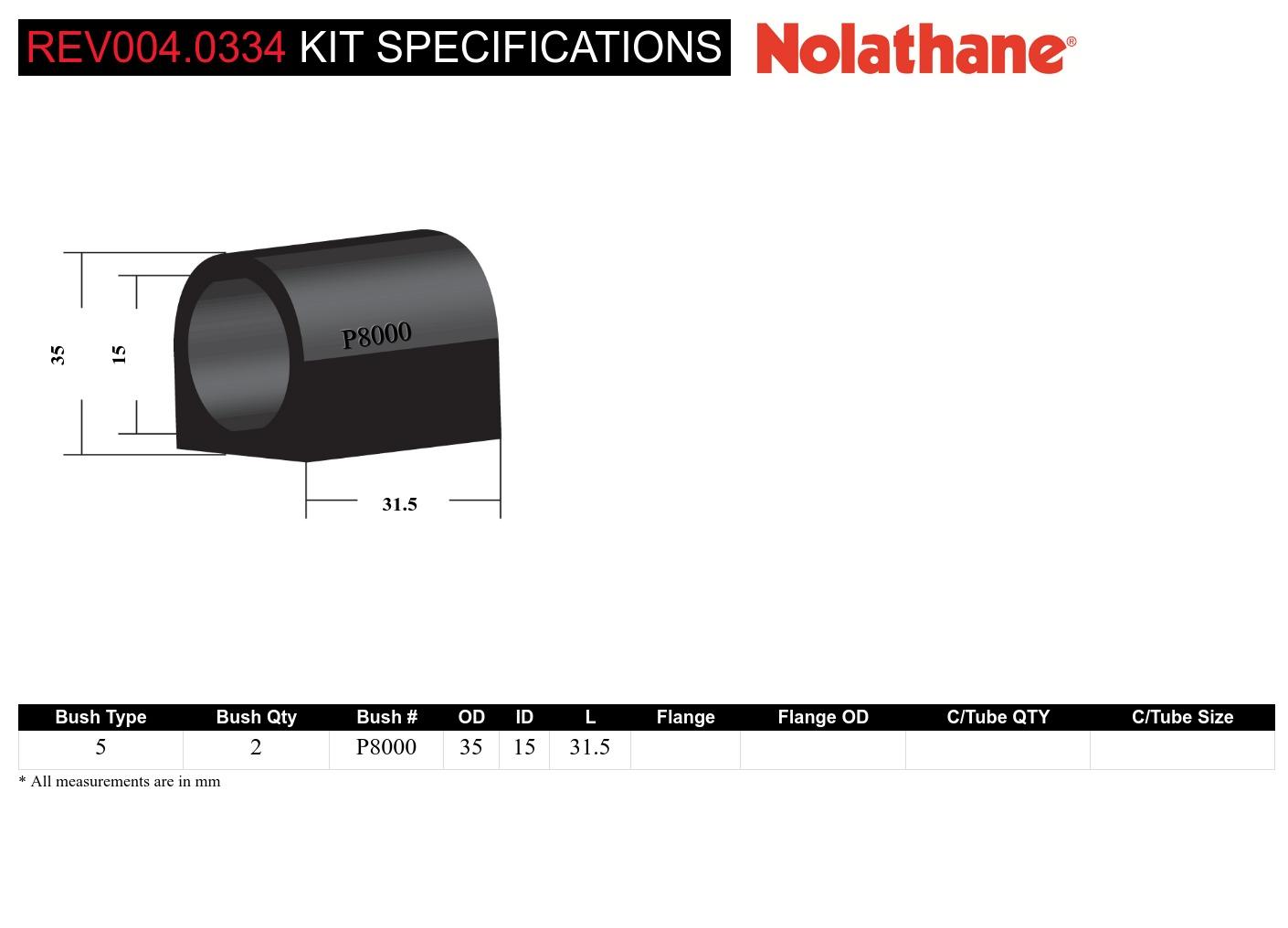 Front Anti Roll Bar Mount - Bushing Kit 15mm to Suit Nissan Patrol GQ and Ford Maverick DA