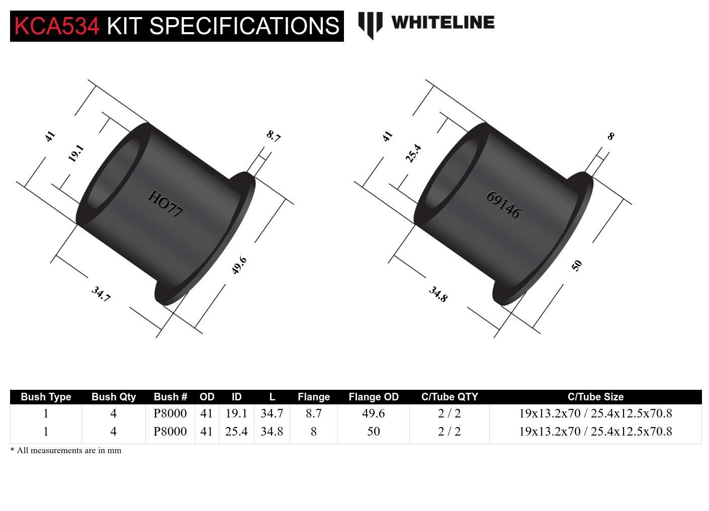 Rear Control Arm Bushing Kit - Offset Camber & Toe - Pontiac GTO