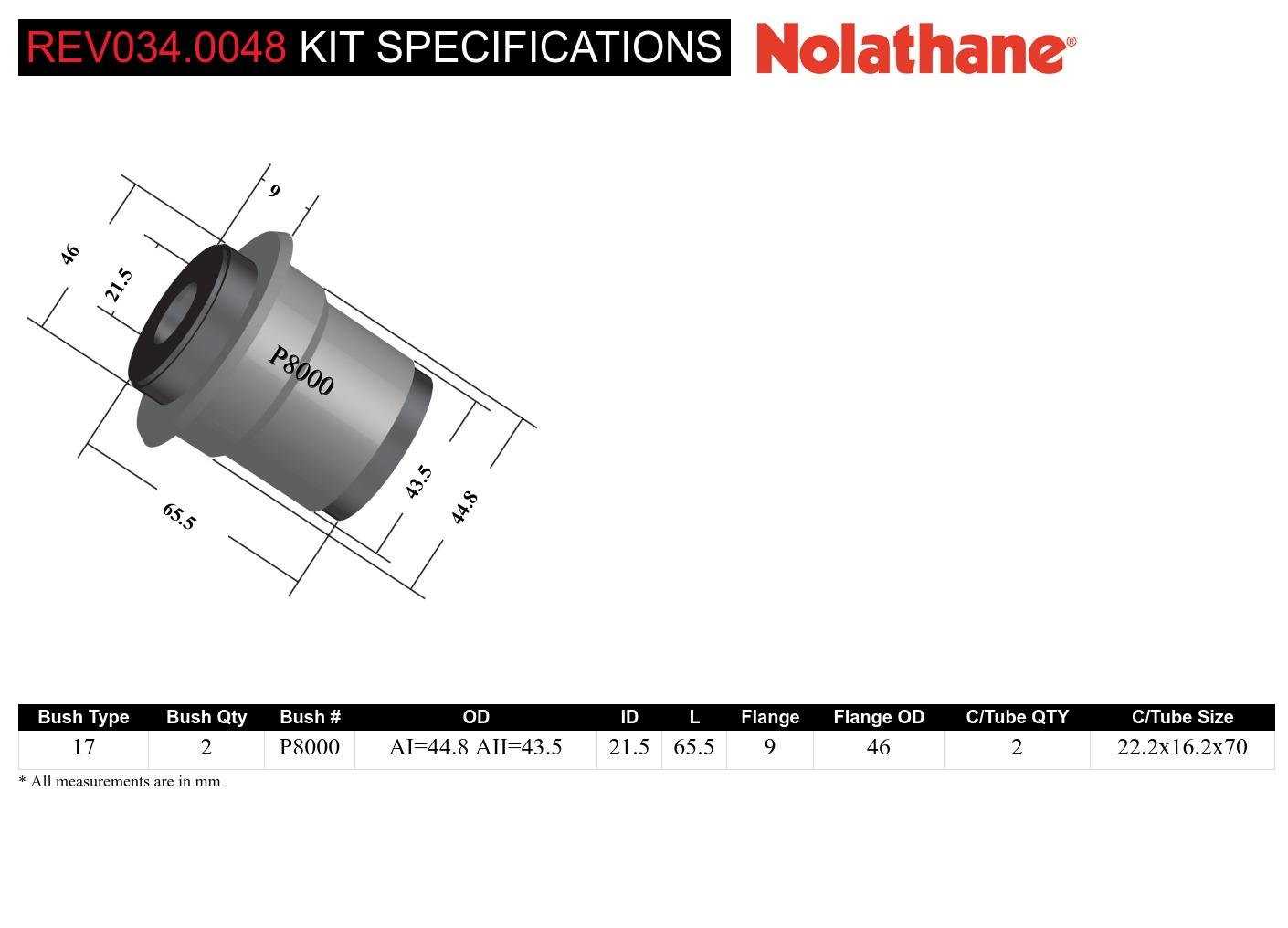 Front Lower Control Arm - Bushing Kit to Suit Toyota HiLux, 4Runner and HiAce