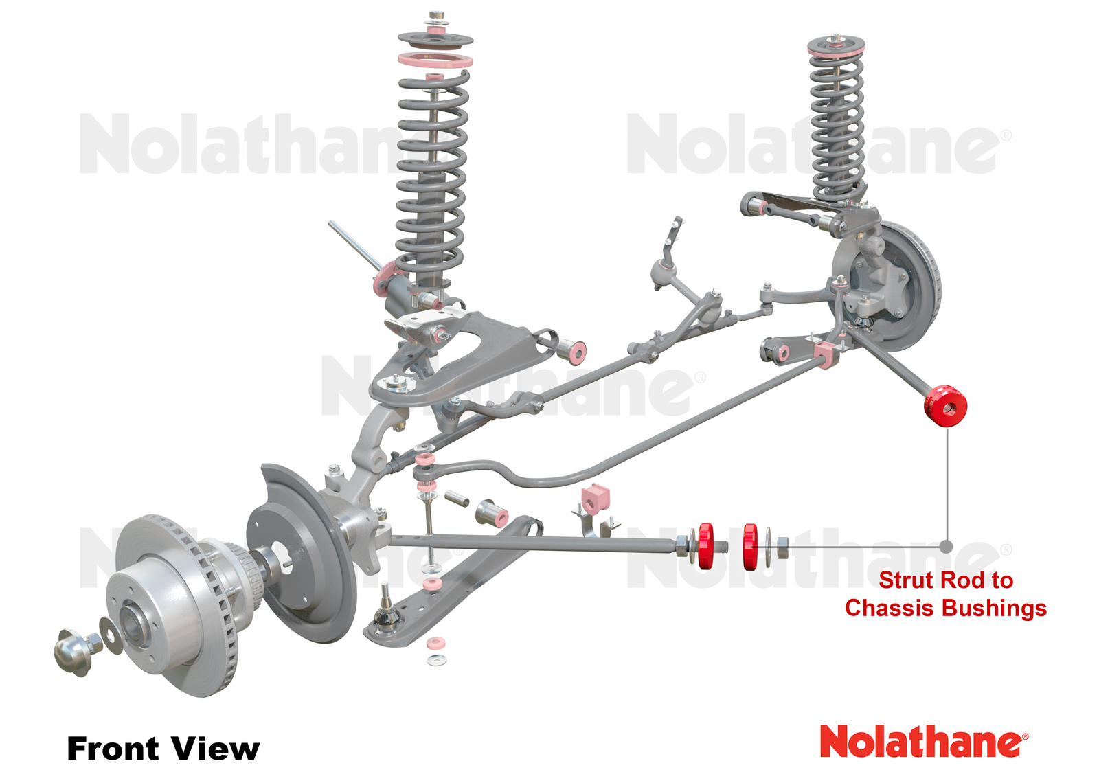 Front Strut Rod - To Chassis Bushing Kit to Suit Chrysler Valiant, Falcon/Fairlane XK-XF and Mustang Classic