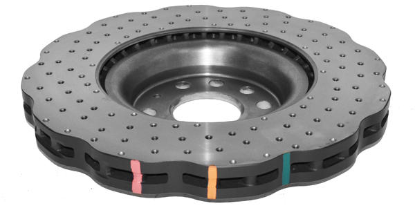 4000 Cross-Drilled, Dimpled Silver Paint Wave Disc KP Brake Disc to suit VW Golf R Mk7 Audi S3 2012-on F