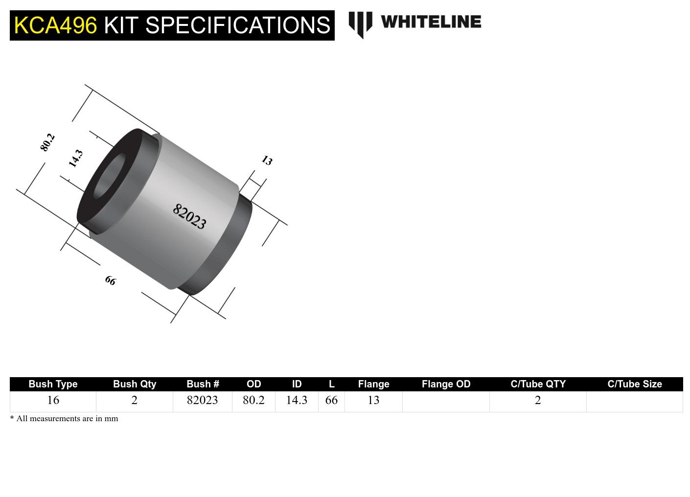 Front Lower Control Arm - Inner Front Bushing Double Offset Caster Kit to Suit Honda Accord Euro CP, CW